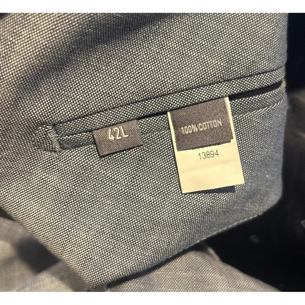 Bonobos 42L Blue Chambray Unstructured Cotton Blazer Jacket Sport Coat Standard